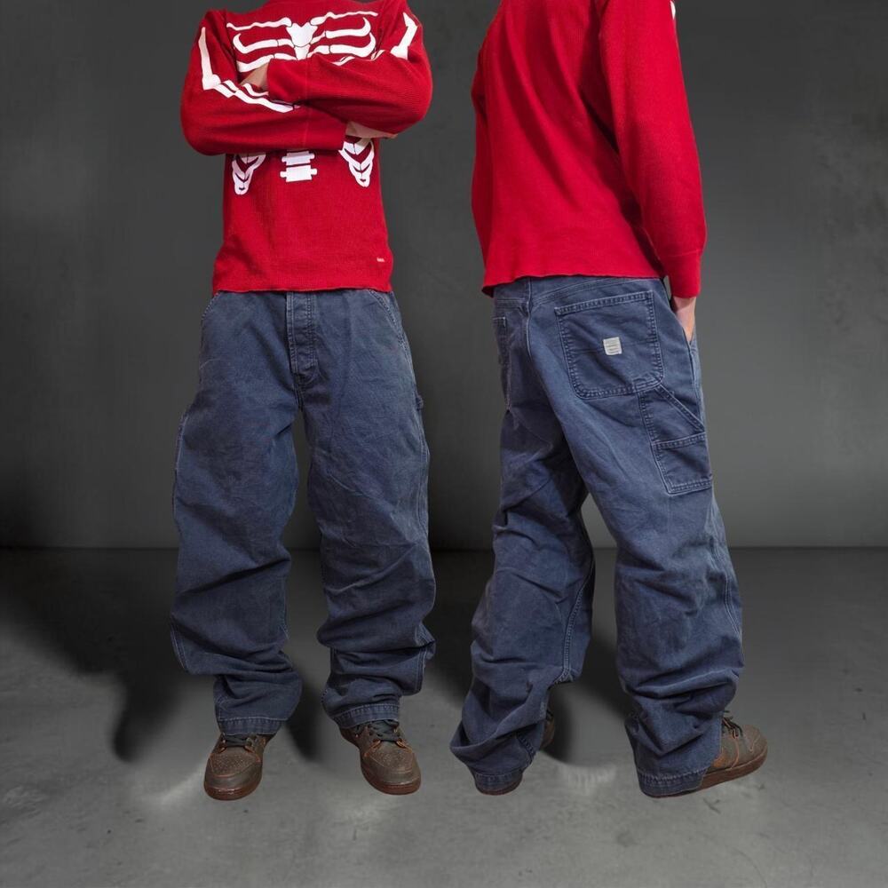 Baggy Y2K Navy Blue Abercrombie & Fitch Button Fly Jeans (36x34)